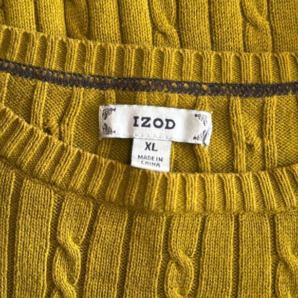 Izod Lime Green Cable Knit Crew Neck Sweater Size XL - Picture 4 of 5